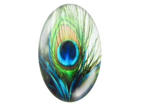 Kaboszon szklany z grafiką 13x18mm PT1188 / zielony / 2szt