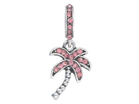 Palma Glamm™ / zawieszka charms / 28x12x10mm / srebrny, Rose / 1szt