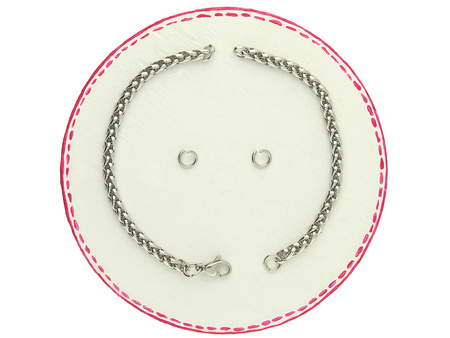 Baza bransoletki warkocz / stal chirurgiczna / srebrny / grubość 3.5mm / 20cm / 1szt