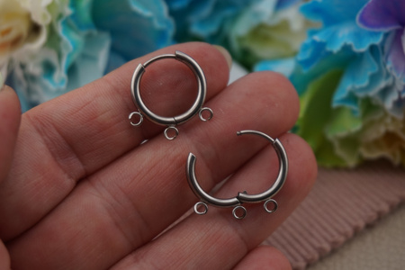 Bigle koła z 3 podwieszkami / stal chirurgiczna / 16mm / srebrny / 2szt