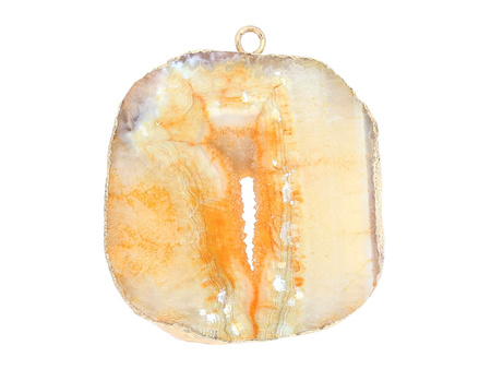 Agat druzy / zawieszka / plaster nieregularny / 47x41x8.5mm / jasny żółty / 1szt