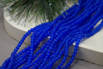 Kocie oko / kula matowa / 4mm / royal blue / ok 90 szt / 1 sznur