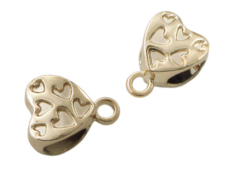 Krawatka metalowa, serduszko z uchwytem/ kolor złoty KC Gold / 8.5x11.5x8mm / otwór 5mm/1szt