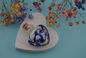 Fiolka serce / granatowy / szkło lampwork / 27x25mm / 1szt