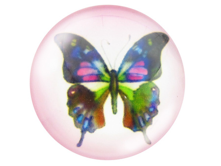 Kaboszony szklane z grafiką 14mm PT1519 / różowy / 4szt