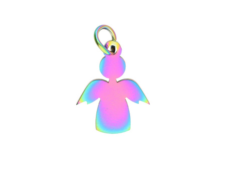 Aniołek z kółeczkiem / zawieszka / stal chirurgiczna / 15x12mm / otwór 1.3mm / multikolor / 1szt