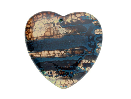 Agat / zawieszka / serce / 55x46x6mm / brązowo-niebieski / 1szt