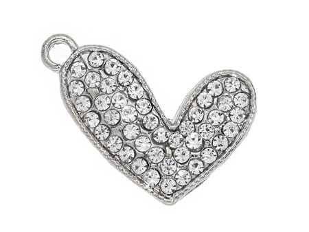 Serce Glamm™ / zawieszka charms / 45 cyrkonii / 21x15mm / kolor srebrny / 1szt
