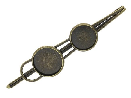 Wsuwka do włosów / z mosiądzu / na kaboszony 12mm i 14mm / 70x16x4mm / antyczny brąz / 1szt