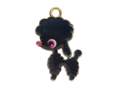 Pudel SweetCharm™ / zawieszka charms / 24x14x1.5mm / KC Gold, czarny / 1szt