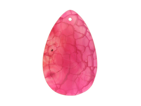 Agat smoczy / zawieszka / kropla / 47x30x7mm / neonowy różowy / 1szt