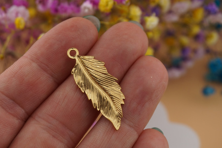 Pióro / zawieszka ze stali chirurgicznej / 13x32mm / złoty / 1szt