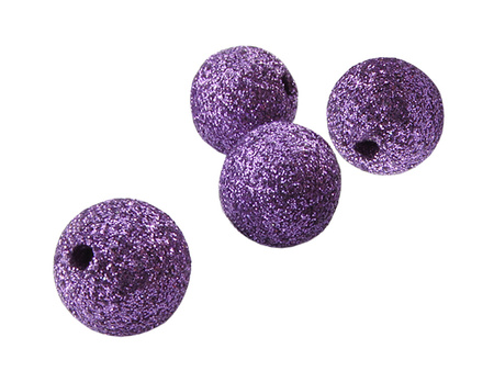 Koraliki brokatowe / fioletowy / 14mm / otwór 3mm / 4szt