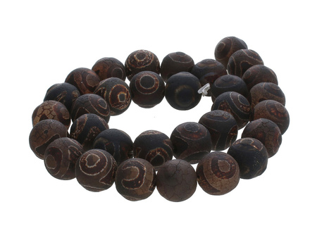 Agat Tybetański / kula / 12mm / ciemny brunatny / 32szt