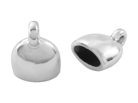 Końcówka owalna do wklejania 13x10x7mm / kolor srebrny / otwór 4x7mm / 1szt