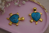 Żółw / zawieszka z turkusem / 17x14mm / metal / 1szt