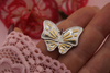 Motyl złoto - srebrny/ zawieszka stal chirurgiczna / 24,5x30mm / 1szt