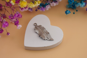 Pióro / zawieszka ze stali chirurgicznej / 13x32mm / srebrny / 1szt