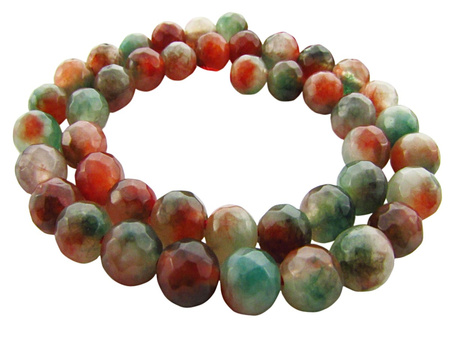 Agat barwiony, kula fasetowana 5-6mm / czerwony, zielony / otwór 1.4mm / 60szt / 1 sznur