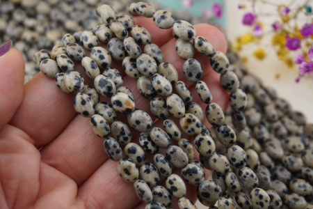 Jaspis dalmatyńczyk / owal / 6x8mm / sznur 38cm / około 40szt