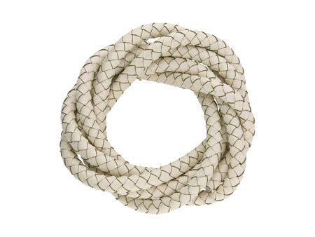 Rzemień naturalny / okrągły / pleciony / 4mm / kremowy / 1m