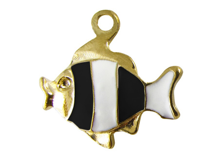 Ryba SweetCharm™ / zawieszka charms / 16x17mm / kolor złoty, biały, czarny / otwór 1.7mm / 1szt