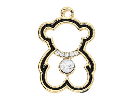 Miś Glamm™/ zawieszka charms / 6 cyrkonii / 23x15x4mm / KC Gold / 1szt