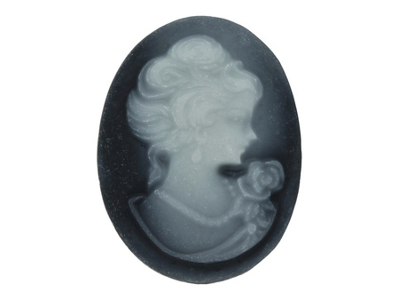 Kamea / kaboszon / owal / 13x18mm / czarno-szary / 4szt