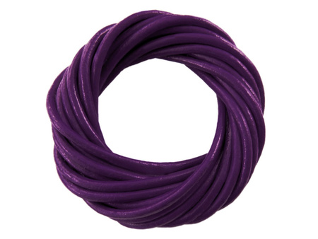 Rzemień naturalny / okrągły / 1mm / kolor ciemny fioletowy / 2m