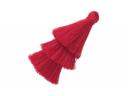 Chwost z nici wiskozowych / potrójny / 70mm / główka 7mm / Czerwony / 1szt