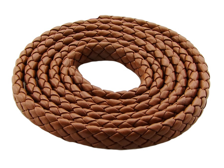 Rzemień ekologiczny, pleciony, płaski, gruby / jasny brązowy / 10x5mm / 1m