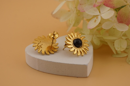 Sztyfty z czarnym oczkiem / stal chirurgiczna / 17mm / złoty / 2szt