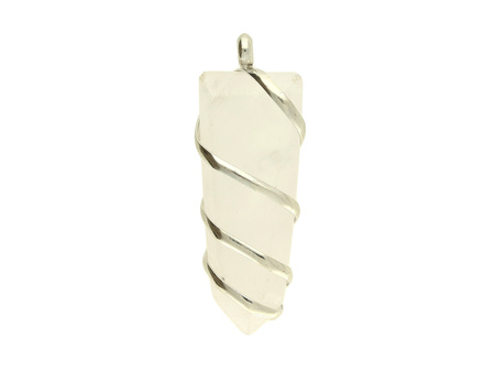 Kwarc / grot w okuciu z metalu / zawieszka / 62x23x11mm / srebrny / 1szt
