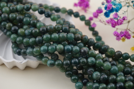 Agat mszysty / kula / 6mm / sznur / około 60szt