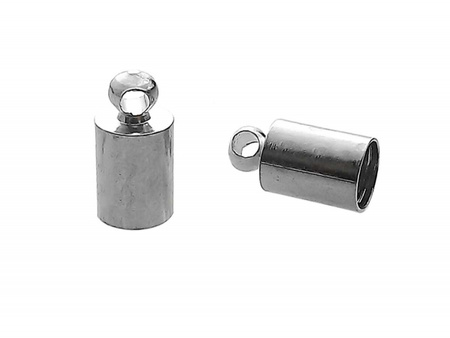 Końcówki do wklejania / okrągłe / miedź / 4x9mm / srebrny / otwór 3.5mm / uchwyt 2mm / 16szt