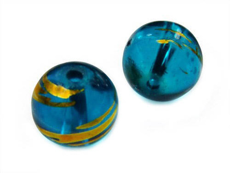 Koraliki szklane malowane , niebieskie / kula / 4mm / otwór 1mm / 40szt