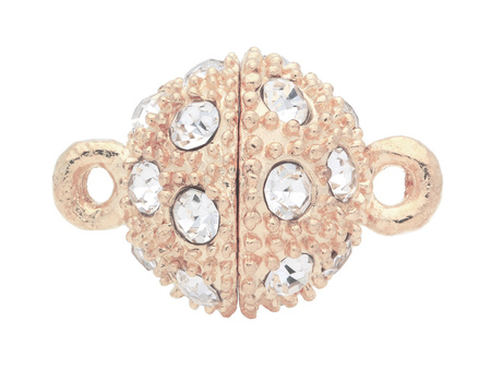 Zapięcie magnetyczne Glamm™ / kulka / 22 cyrkonie / 14x8x8mm / KC Gold / uchwyt 1.5mm / 1szt