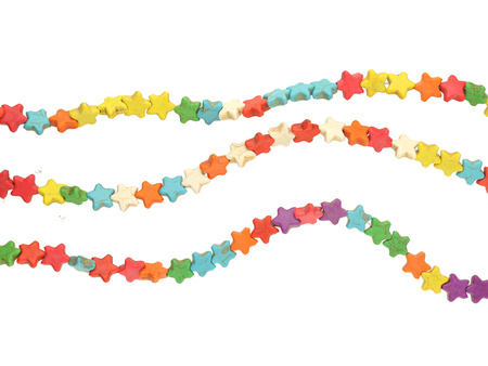 Turkus syntetyczny / gwiazdka / 12x12mm / otwór 1.5mm / multicolor / ~38 szt. / 1 sznur
