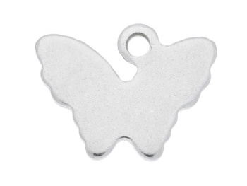 Motyl / stal chirurgiczna / zawieszka charms / 8.5x11x1mm / srebrny / 4szt