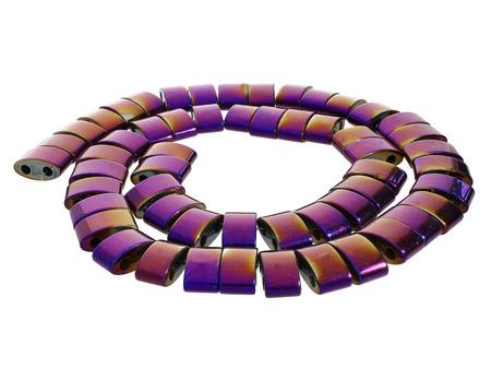 Hematyt, kamień naturalny / prostokąt owalny z dwoma otworami / 7x12mm / Volcano / 55szt