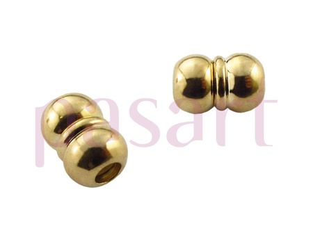 Zapięcie magnetyczne, 2 kulki i pierścień, miedziane / kolor złoty, KC Gold / 13x9mm / otwór 4mm