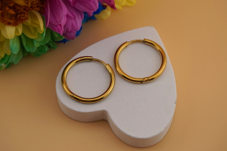 Kolczyki kółka / stal chirurgiczna / 16mm / grubość 2mm / złoty / 2szt