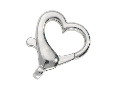 Serce / karabińczyk / 26x22mm / kolor srebrny / otwór 2.3mm / 1szt