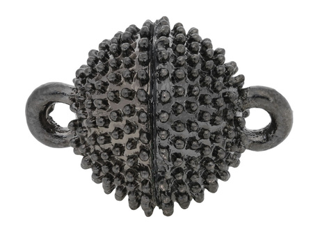 Zapięcie magnetyczne vintage, miedziane / kula / 13.5x8.5x8.5mm / czarny / uchwyt 1.5mm / 1szt
