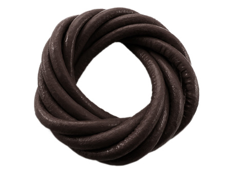 Rzemień naturalny, gładki, okrągły / brązowy / 5mm / 1m