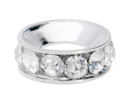 Obrączka / przekładka / 10 cyrkonii / 5x14mm / koloe jasny srebrny / otwór 7mm / 1szt
