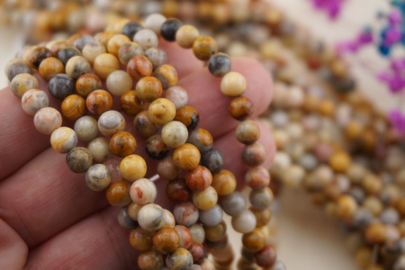 Agat Crazy żółty / kula / 6mm / sznur / około 60szt