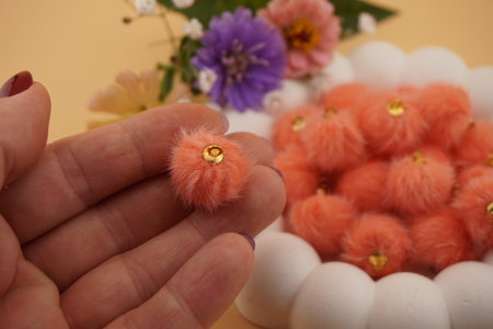 Pomponik / zawieszka / 18mm / papaya /1szt