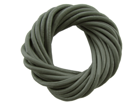 Rzemień naturalny / okrągły / 1mm / kolor szaro-zielony / 2m