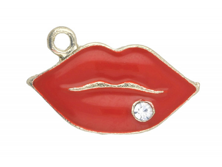 Usta SweetCharm™ / zawieszka charms / 1 cyrkonia / 12x18x2mm / KC Gold, Crystal / 2szt